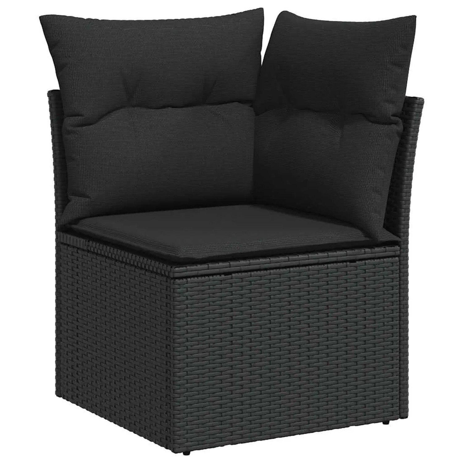 Schwarzes Ecksofa aus Rattan mit Kissen, Teil der vidaXL Garten-Sofagarnitur