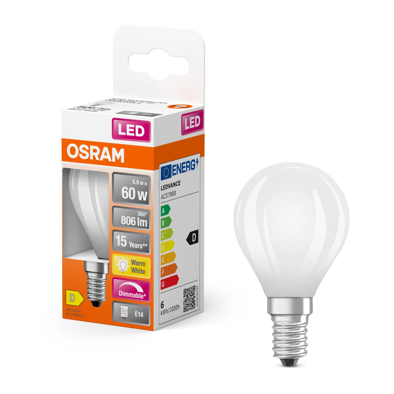 Osram LED-Leuchtmittel E14 Tropfenform 6,5 W 806 lm 7,8 x 4,5 cm (H x Ø)