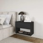 Schwarzer Selsey Framme Nachttisch, wandhängend, mit Schublade und offenem Fach im Schlafzimmer. Modernes Design, 50 cm.