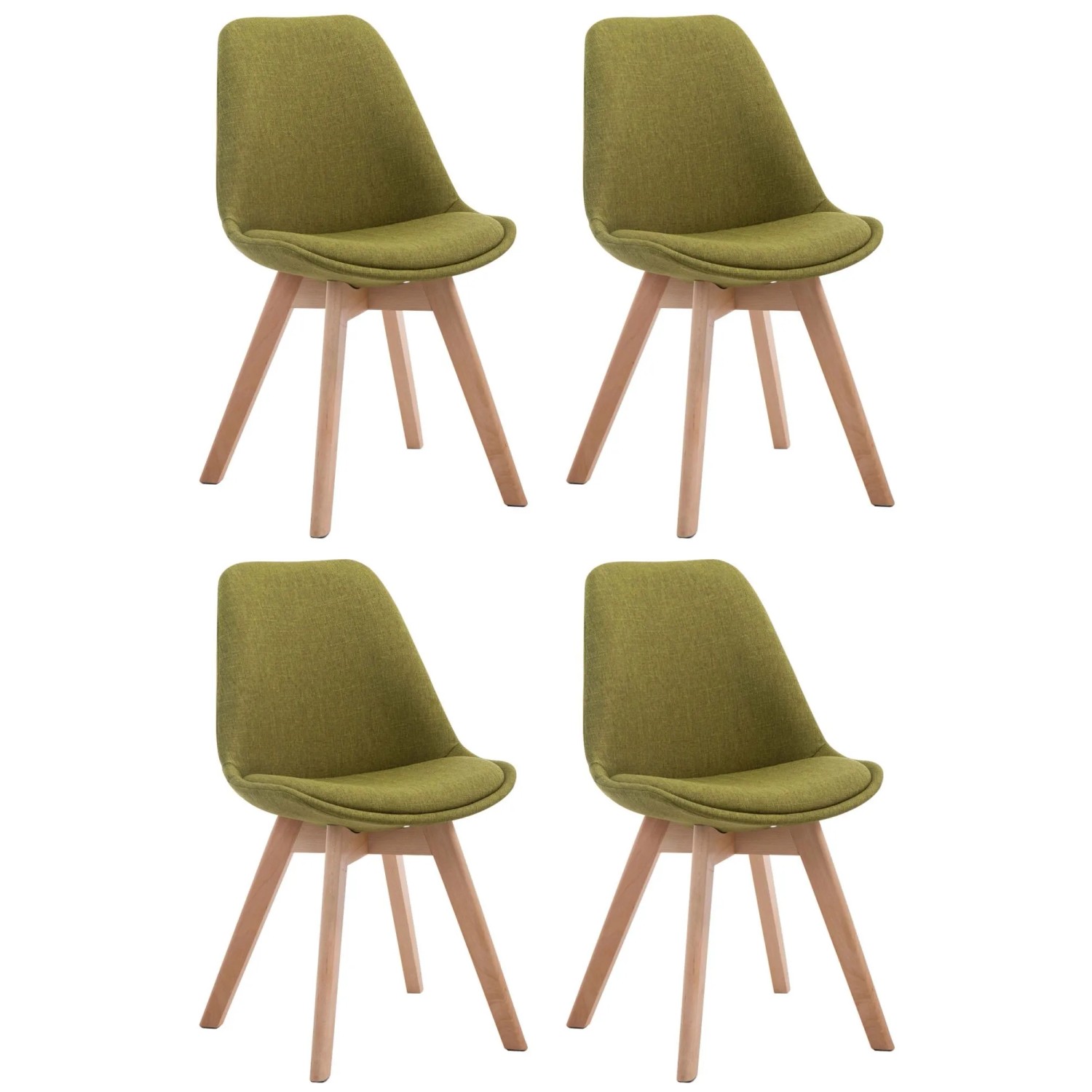 CLP 4er Set Besucherstühle Borneo V2 Stoff Grün/Natura