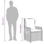 vidaXL Garten-Essgruppe, 7-teilig, beige Poly Rattan, mit Maßen des Sessels und einer Person.