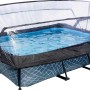 EXIT Stone Pool, grauer Stahlrahmenpool 300x200 mit Abdeckung und Filterpumpe.