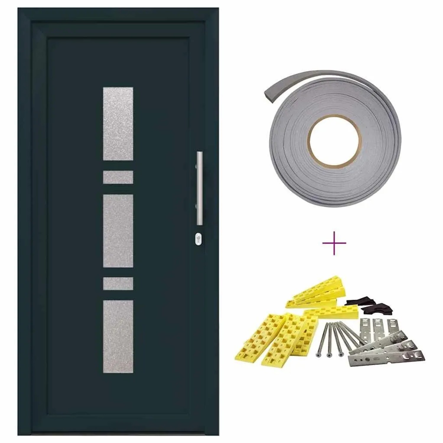 vidaXL Haustür Anthrazit PVC 3385780 günstig online kaufen