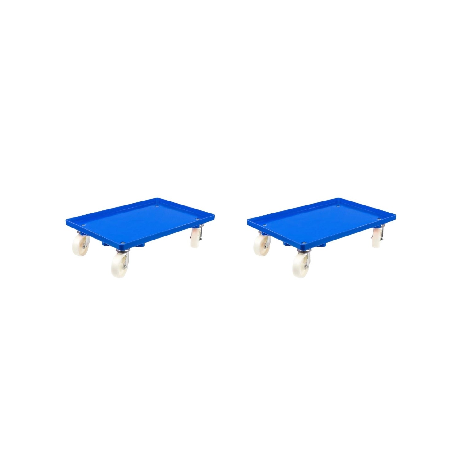 PROREGAL SparSet 2x Transportroller für Euroboxen 60 x 40 cm mit Kunststoffräder Blau Geschlossenes Deck 2 Lenkrollen un