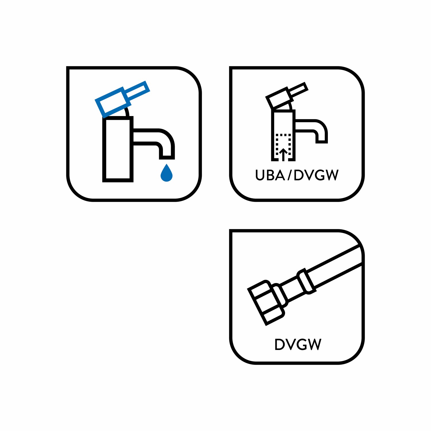 Icons: baliv Kaltwasserventil KV-4010 Chrom, UBA/DVGW, Anschlussschlauch