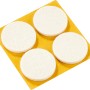 4 selbstklebende Parkettgleiter Ø 35mm aus Wollfilz zum Schutz empfindlicher Böden.