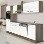 Respekta Küchenzeile KB280EYW, 280 cm, Weiß Seidenglanz/Eiche York Nachbildung mit E-Geräten.