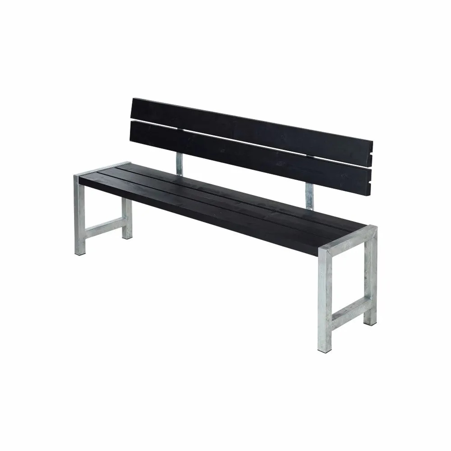 PLUS Gartenbank 176 cm mit Rückenlehne Schwarz