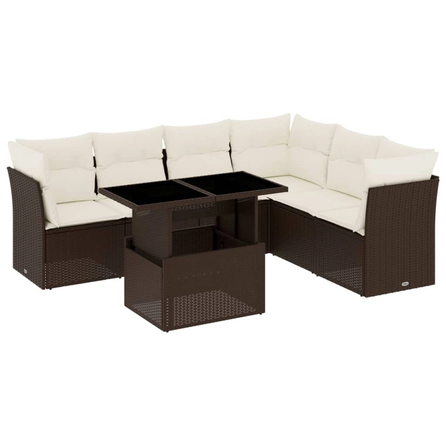 vidaXL 7-Tlg Garten-Sofagarnitur mit Kissen Braun Poly Rattan 3266613 günstig online kaufen