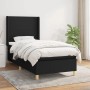 Schwarzes vidaXL Boxspringbett (90x190 cm) mit Matratze und hohem Kopfteil.