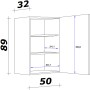 Skizze von Flex-Well Exclusiv Oberschrank Capri, 50x89cm, mit Maßen. Küchen-Hängeschrank mit zwei Einlegeböden.