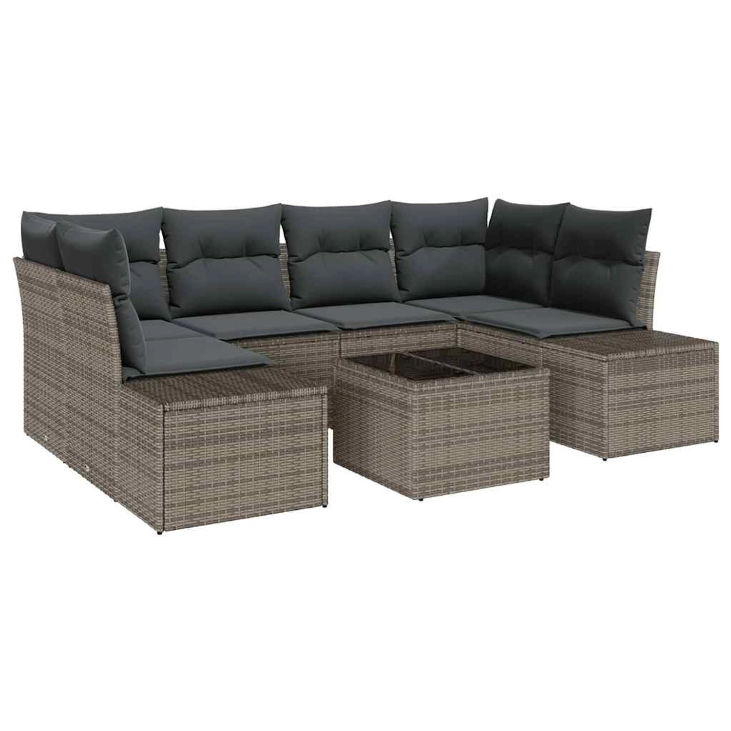 vidaXL Garten-Sofa-Set 7-Tlg Grau Poly Rattan 3346959 günstig online kaufen