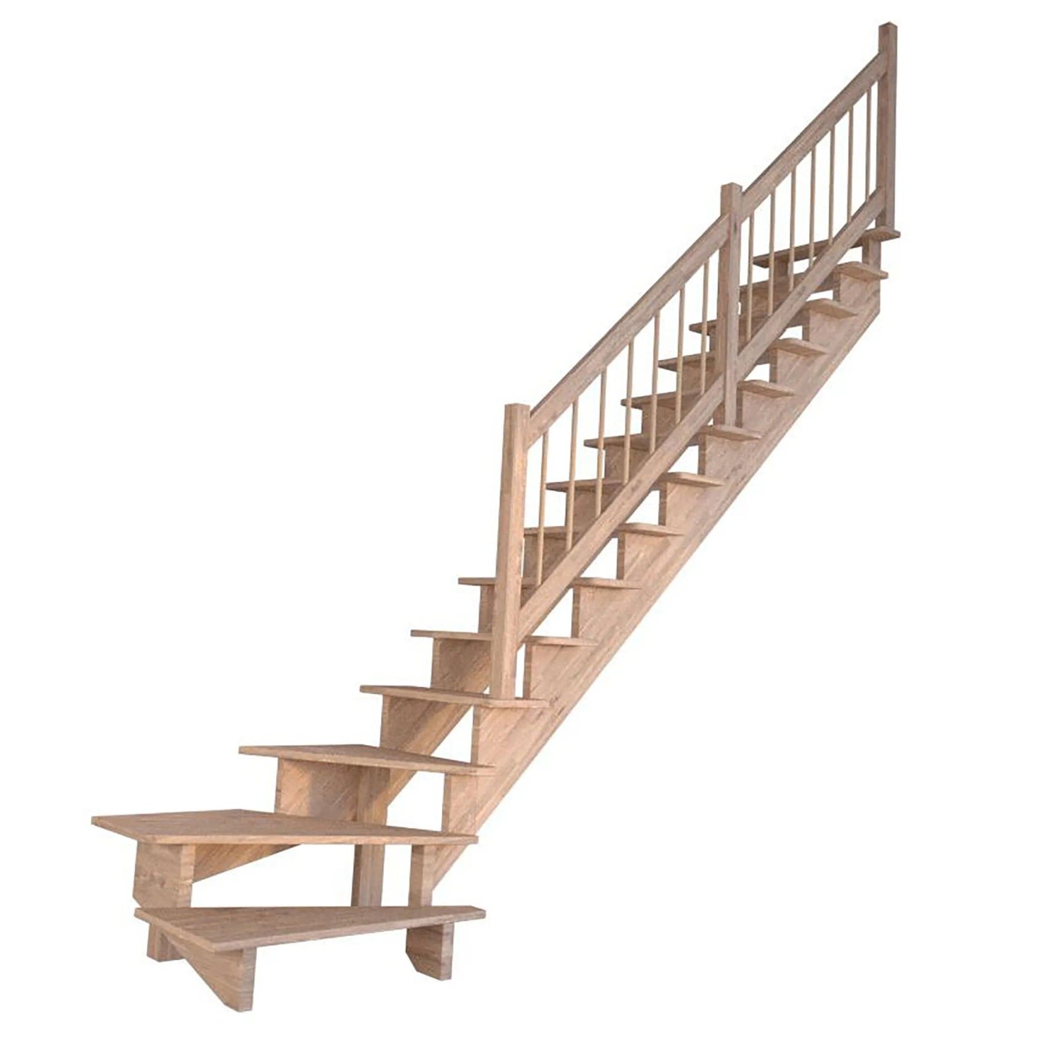 Treppe Lindos Pro Eiche Gewendelt R 80 cm Holz-Design-Geländer FSC® günstig online kaufen