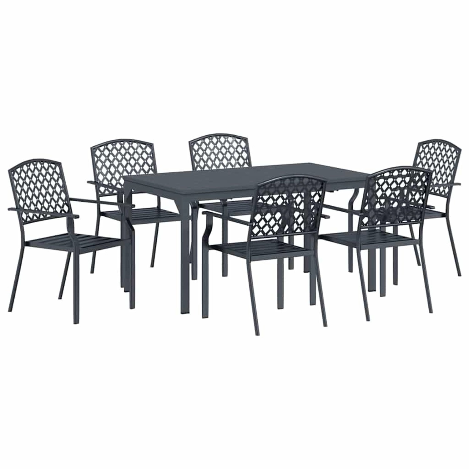 vidaXL Garten Essgruppe 7-Tlg Anthrazit Stahl 3378818 günstig online kaufen