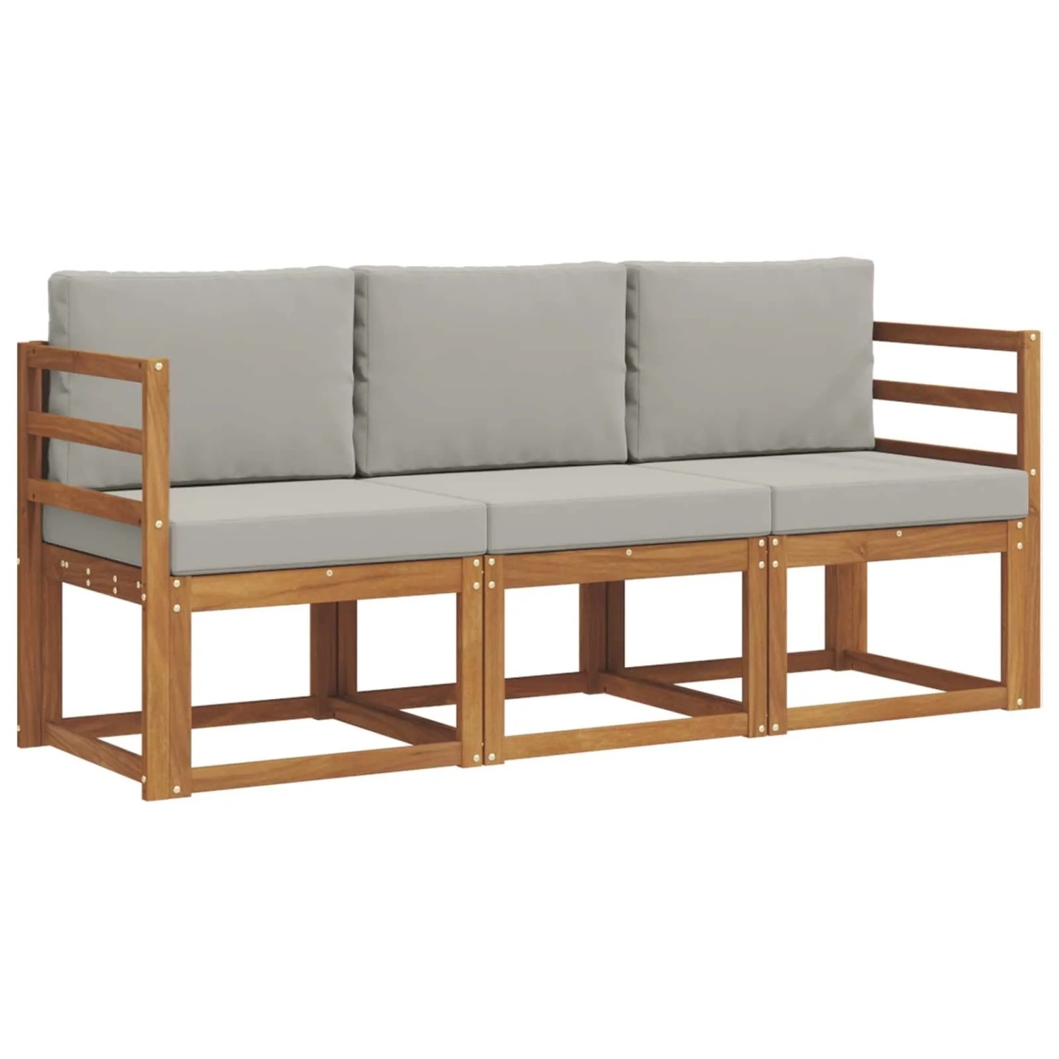 vidaXL Outdoor-Sofagarnitur mit Kissen 3 Stk Natur und Hellgrau 3365924