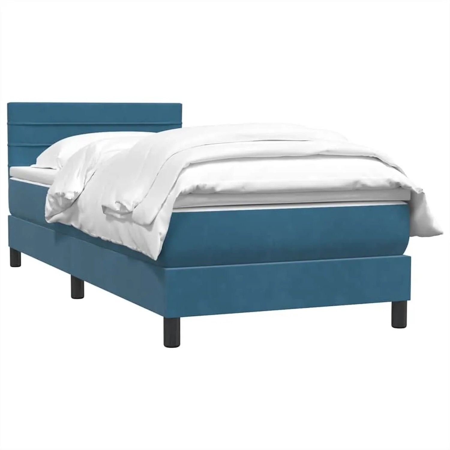 vidaXL Boxspringbett mit Matratze Dunkelblau 80x220 cm Samt 3316333 günstig online kaufen