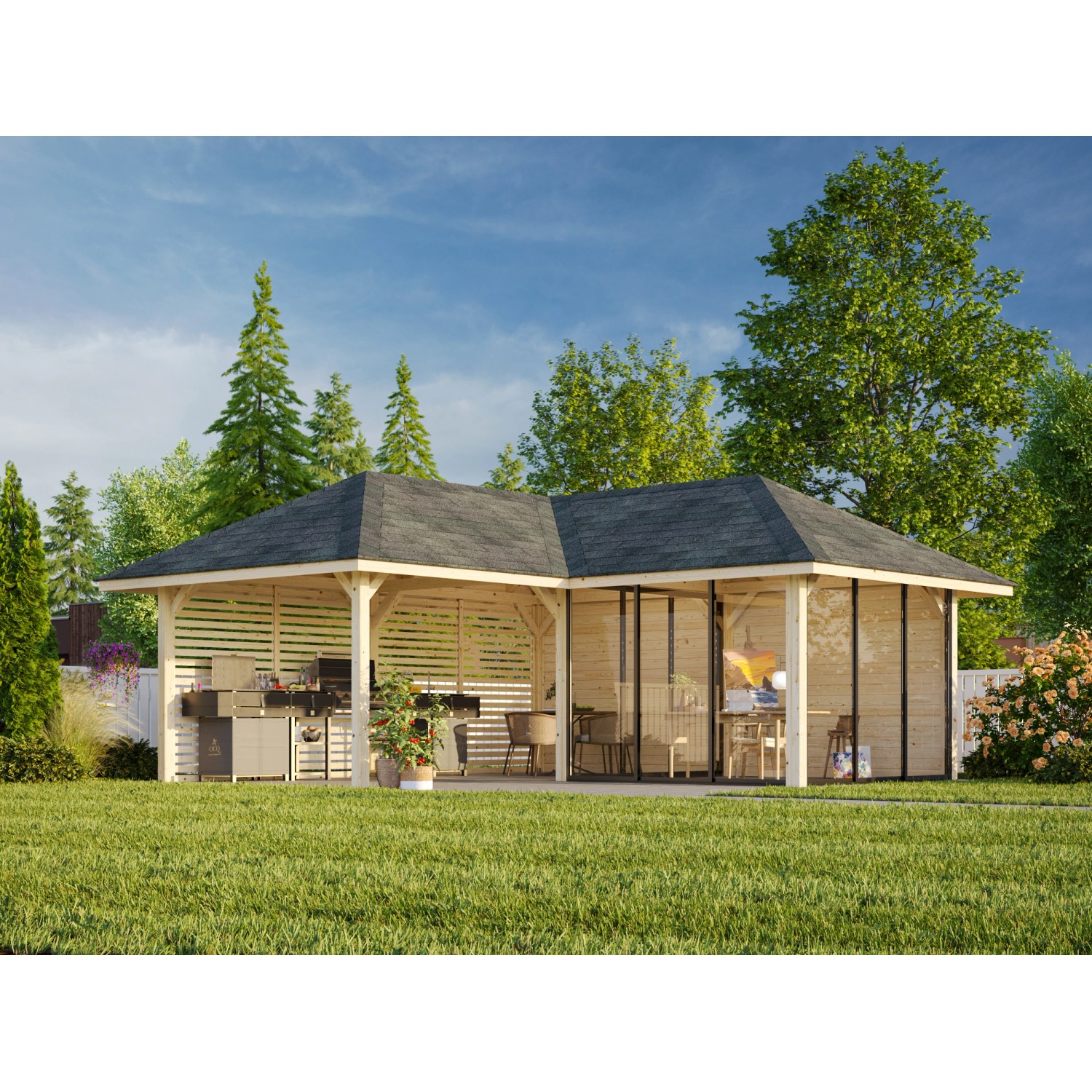 Palmako Pavillon Bianca Set 211 Slide 588 x 588 cm Lackiert Weiß FSC® günstig online kaufen