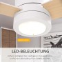 Weißer Deckenventilator mit LED-Beleuchtung (48W) und Fernbedienung von HOMCOM.