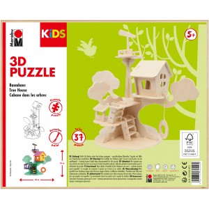Marabu KiDS 3D Puzzle Baumhaus zum Basteln und Bemalen für Kinder ab 5 Jahren.