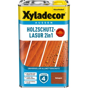 Xyladecor Holzschutz-Lasur 2in1 Mahagoni, matte Holzlasur für den Außenbereich.