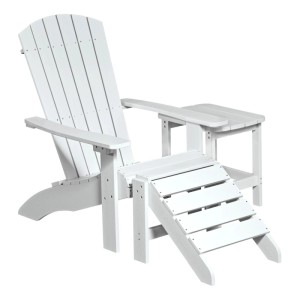 Weiße NEG Adirondack Fußbank MARCY aus wetterfestem Kunststoff, passend zu Gartenstühlen.
