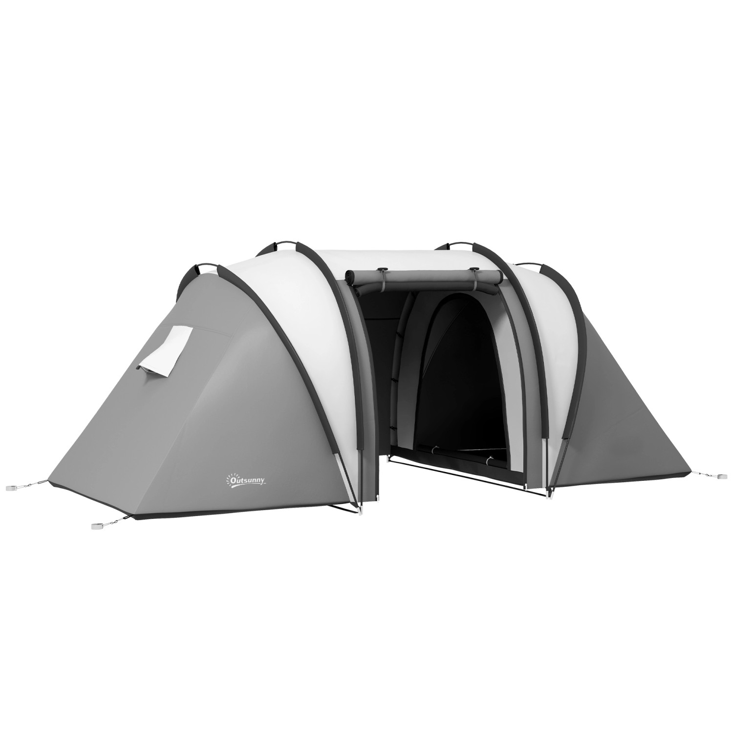 Outsunny Tunnelzelt Campingzelt Polyester Grau 450L x 220B x 180H cm
