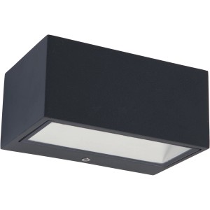 Moderne, anthrazitfarbene Lutec LED-Außenwandleuchte Gemini für den Außenbereich.