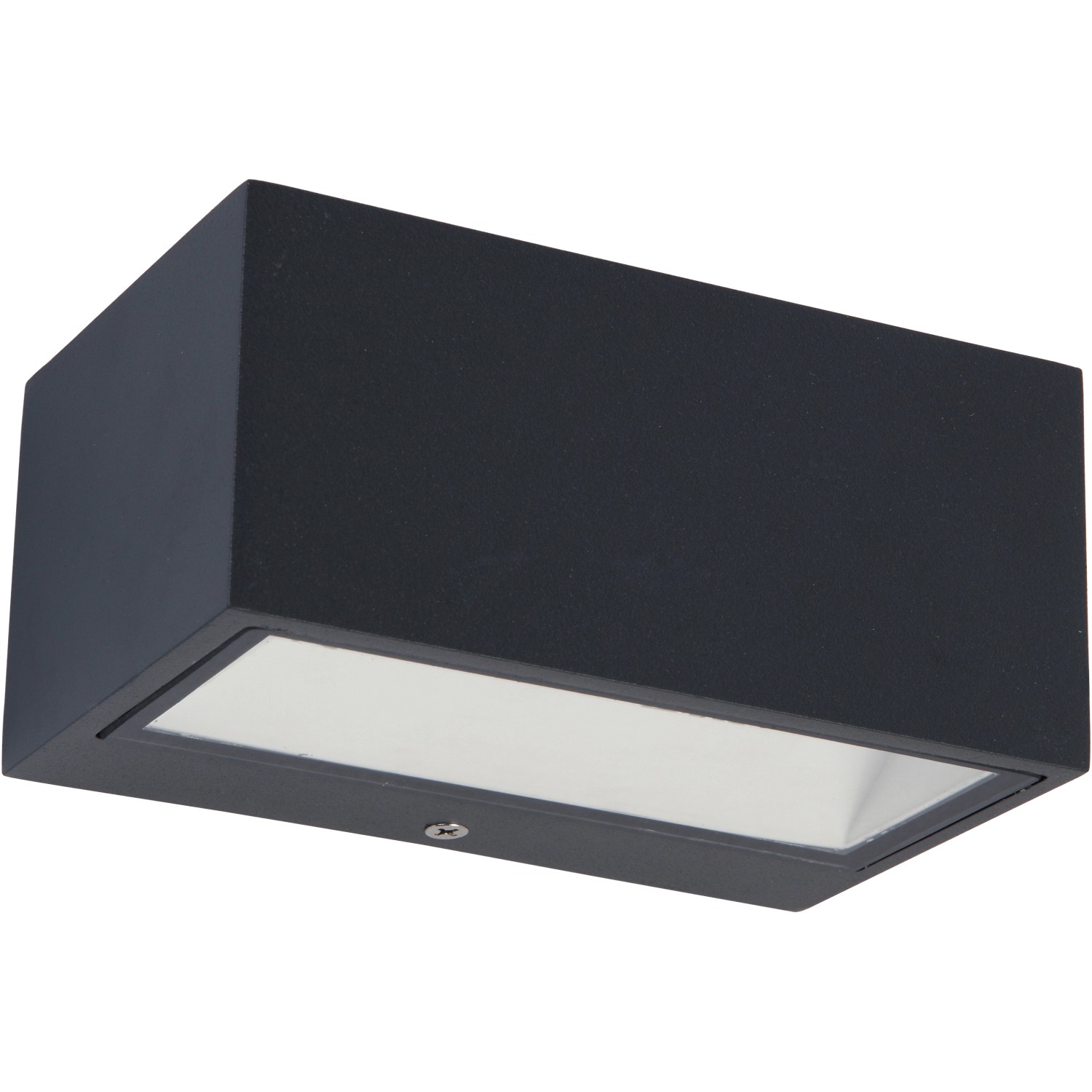 Moderne, anthrazitfarbene Lutec LED-Außenwandleuchte Gemini für den Außenbereich.