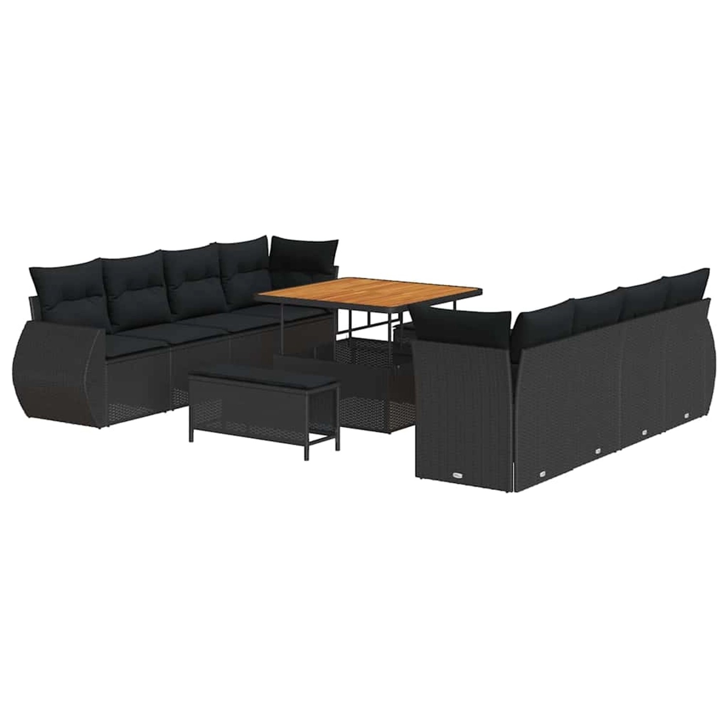 vidaXL Garten-Sofa-Set mit Speicher 11-Tlg Schwarz Poly Rattan 3363804 günstig online kaufen