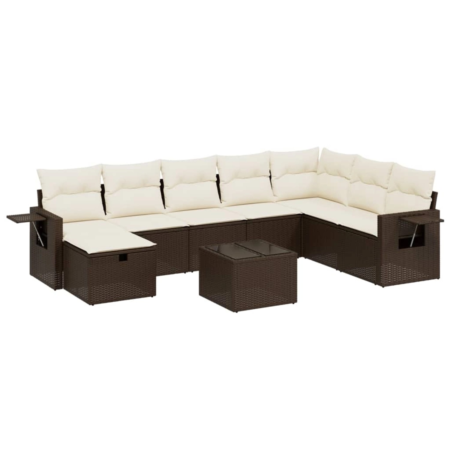 vidaXL 9-Tlg Garten-Sofagarnitur mit Kissen Braun Poly Rattan 3263909 günstig online kaufen