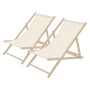 ECD Germany Liegestuhl 2Er Set Klappbar Beige aus Holz