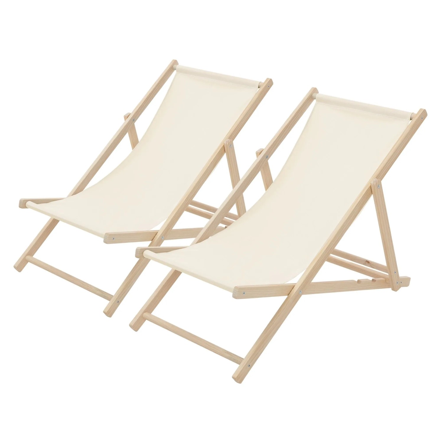 ECD Germany Liegestuhl 2Er Set Klappbar Beige aus Holz