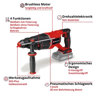 Einhell Professional Akku-Bohrhammer TP-HD 18/28 D Li BL +4 - Solo