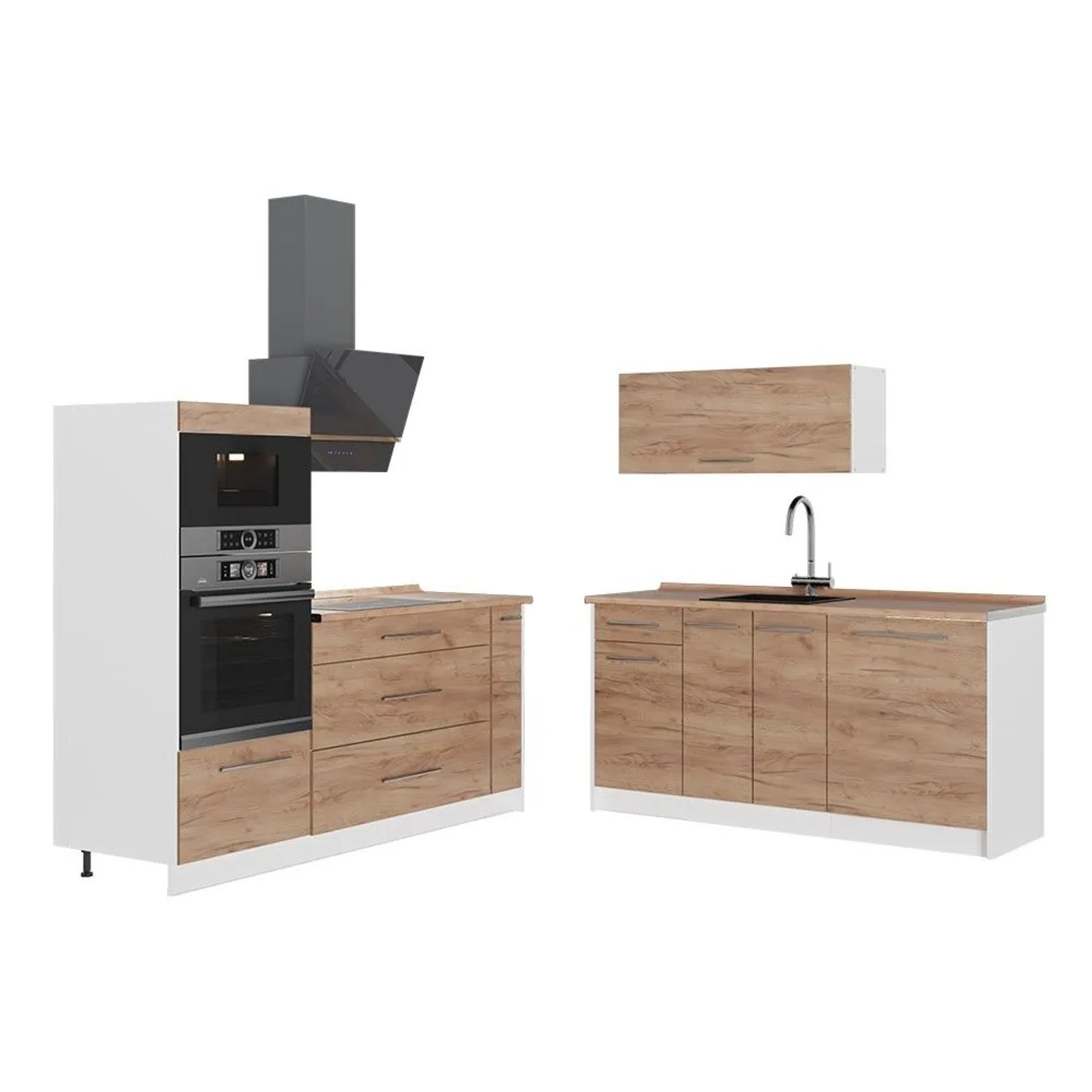 Vicco Küchenzeile Fame-Line Goldkraft Eiche 340 x 154 AP Eiche Art Nr 62927