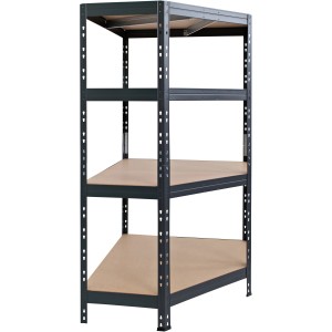 Metall Eck Schwerlast Steckregal Rivet, anthrazit, mit 4 Böden. Ideal für Garage, Keller oder Werkstatt.