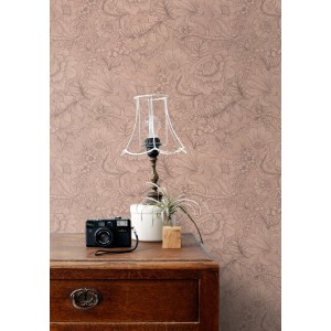 ESTAhome Vliestapete mit Blumenmuster in Terrakottarosa, 50x900 cm.