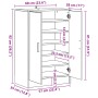 vidaXL Schuhschrank Altholz-Optik, 60x35x92 cm, aus Holzwerkstoff. Schema mit Maßen, zwei Türen, Regalböden.