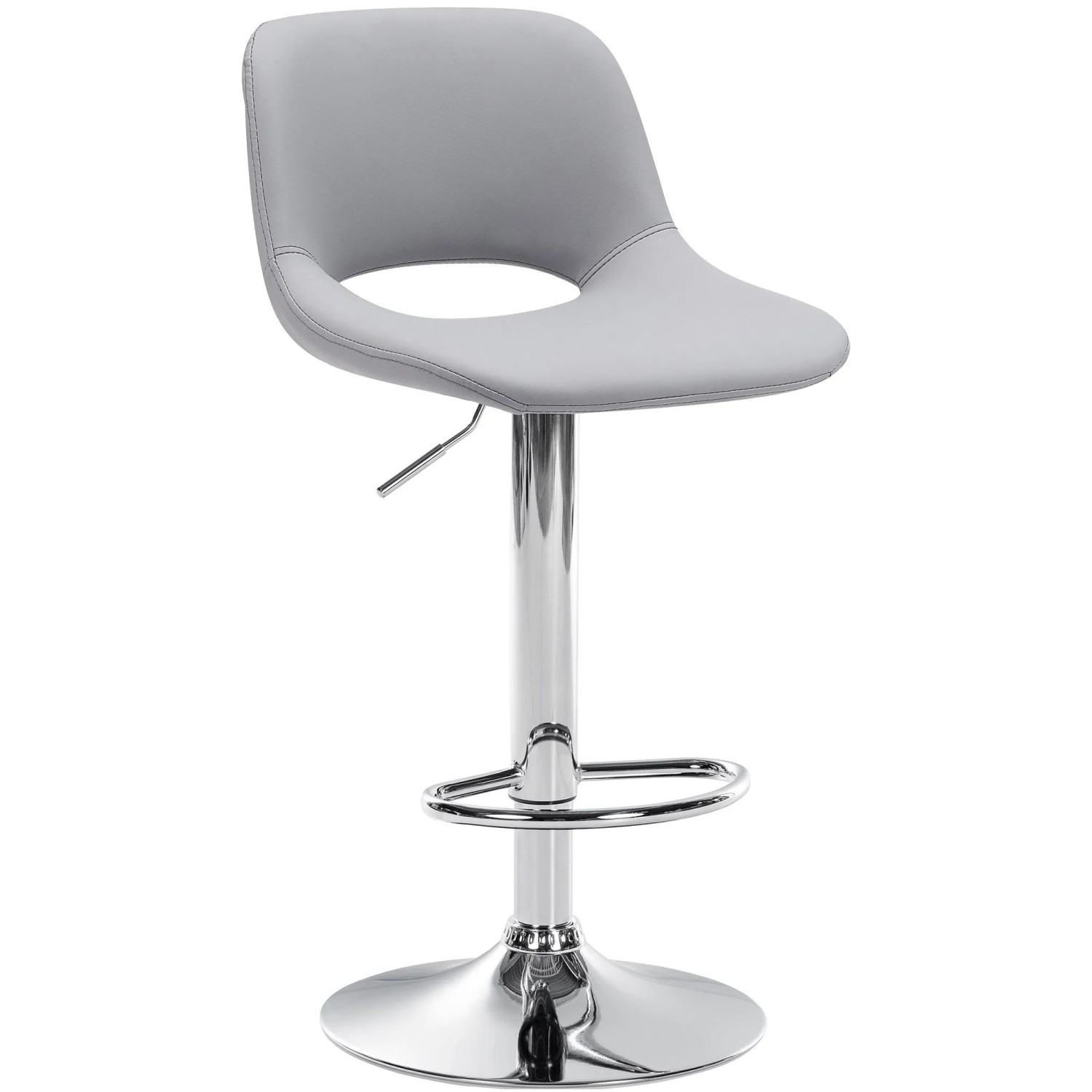 DELUKE Barhocker JAKSON Grau Kunstleder Chrom Barstuhl Mit Lehne Tresenhocker Tresenstuhl