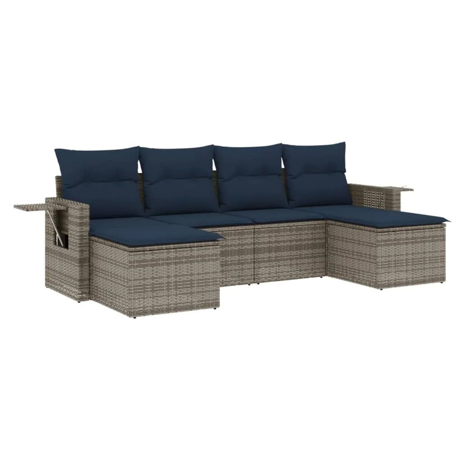 vidaXL 6-Tlg Gartensofa-Set mit Kissen Grau Polyrattan 3220520 günstig online kaufen