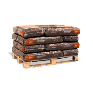 Galamio Pinien Rindenmulch, 12 Säcke à 60l auf Holzpalette. Rostbrauner Mulch für Beete und Balkonkästen.