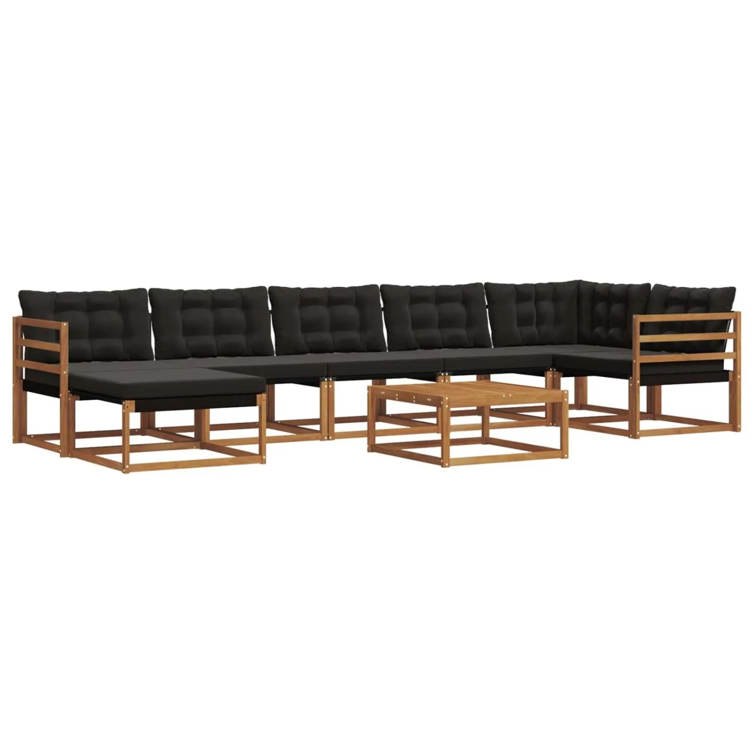 vidaXL Outdoor-Sofagarnitur mit Kissen 22-Tlg Natur und Schwarz 3369687