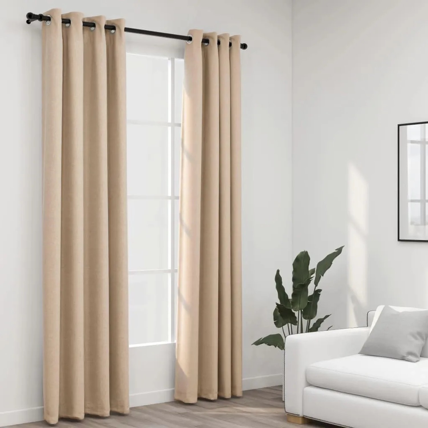 vidaXL Verdunkelungsvorhänge Ösen Leinenoptik 2 Stk Beige 140 x 245 cm kaufen bei OBI