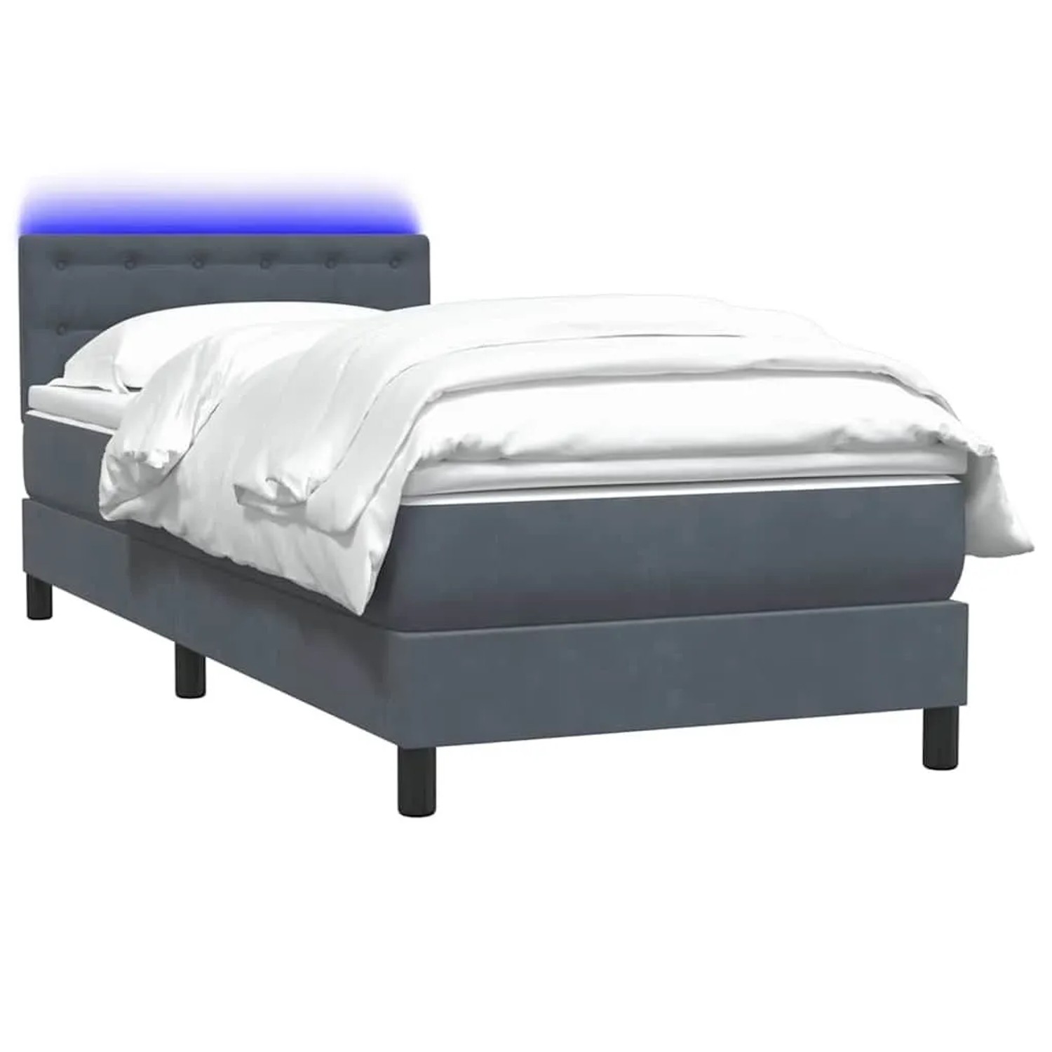 vidaXL Boxspringbett mit Matratze & LED Dunkelgrau 80x210 cm Samt 3317242 günstig online kaufen