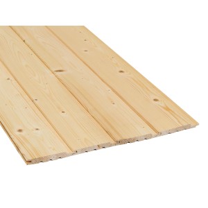 Profilholz Helsinki Fichte/Tanne, unbehandelt, mit Nut und Feder, 12,5x96x2700 mm.