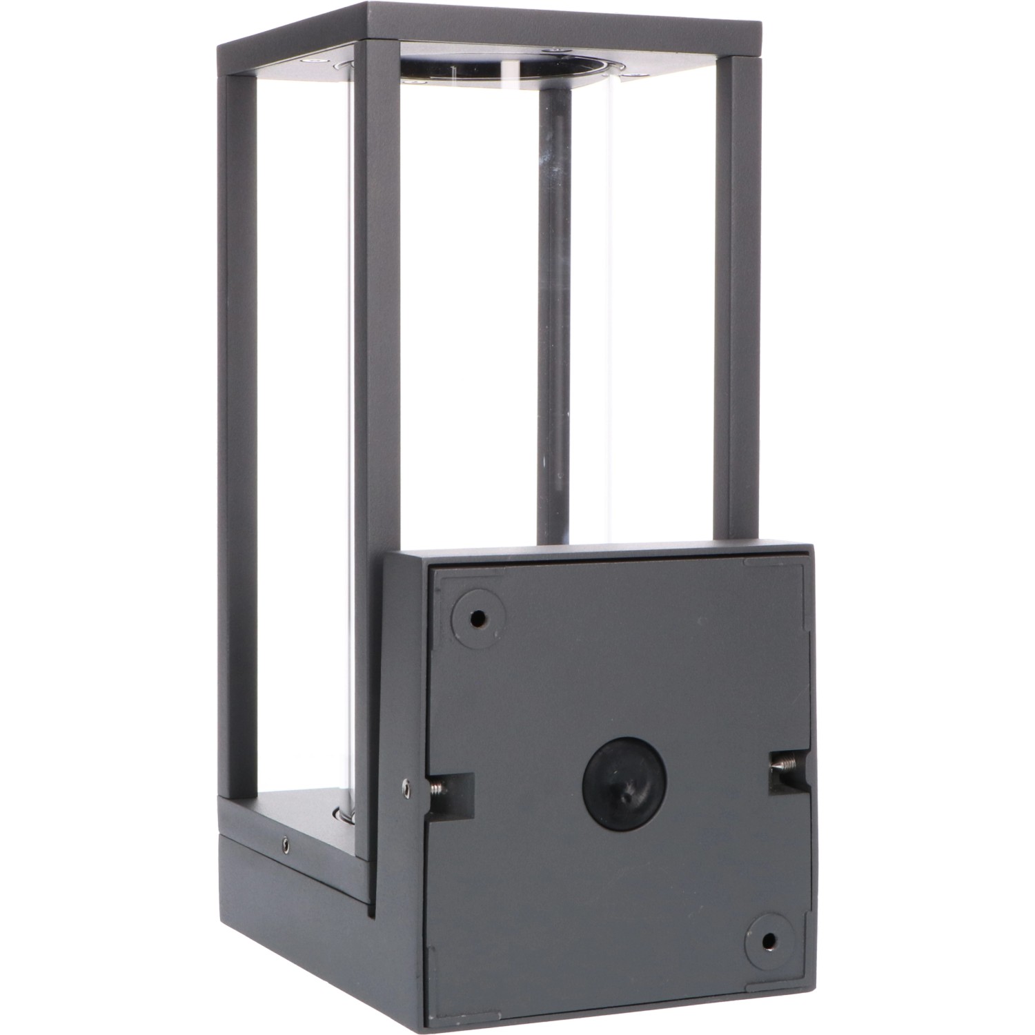 Eckige LED`s light Außenwandleuchte in Anthrazit mit Glasplatten für E27 Leuchtmittel.