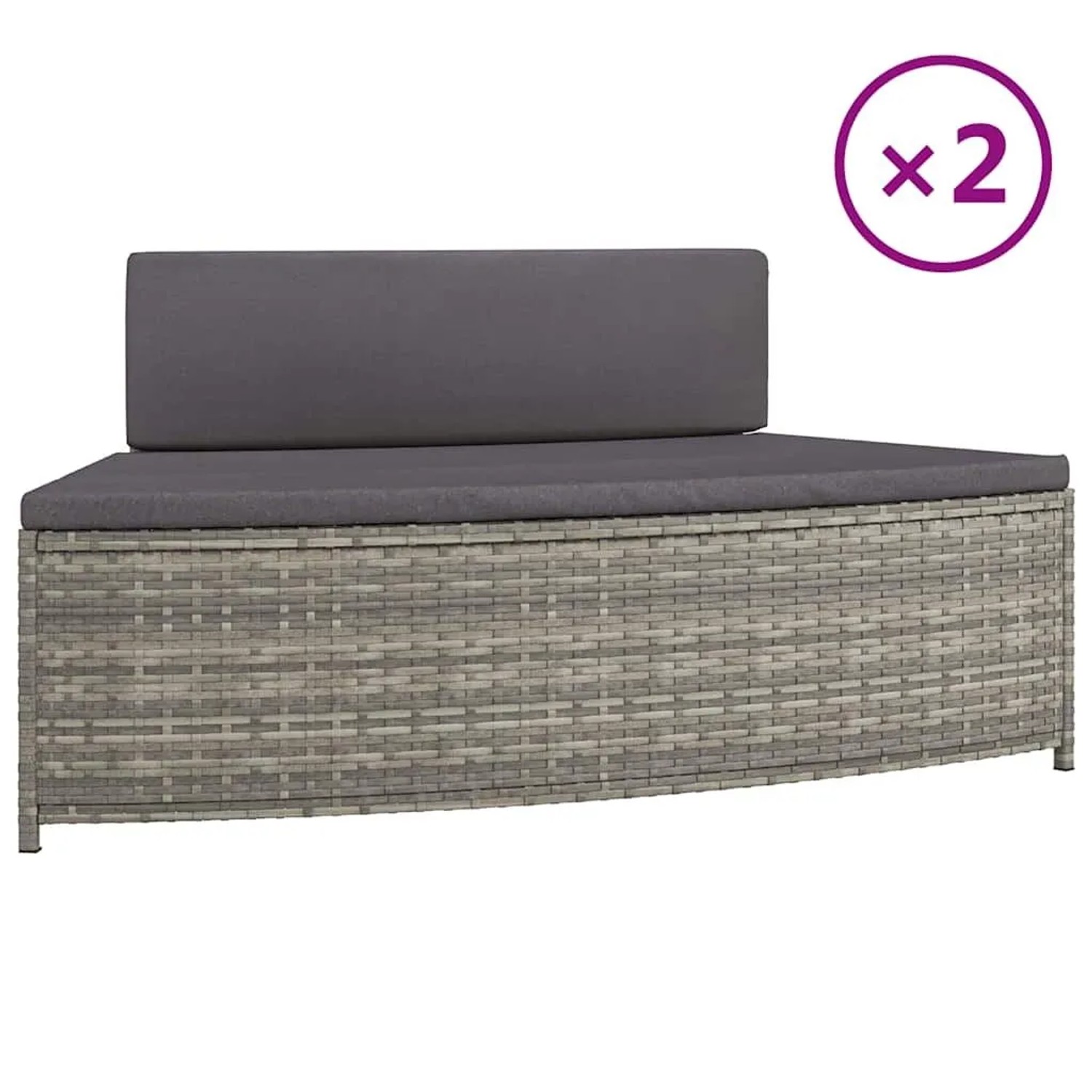 vidaXL Whirlpool-Bänke mit Auflagen 2 Stk Grau Poly Rattan 362263_3