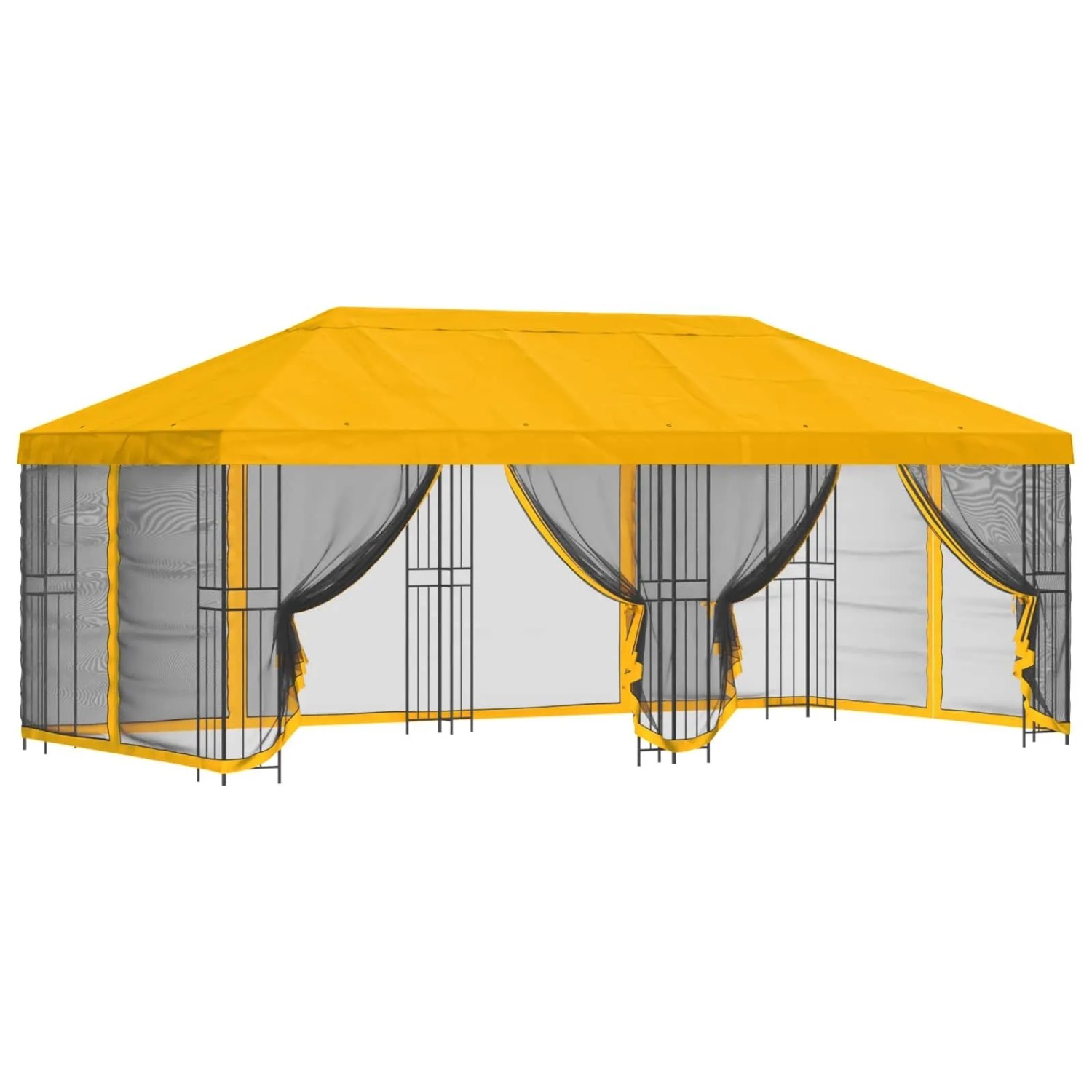 vidaXL Pavillon mit Seitenwänden 6 x 3 m Gelb Polyester und Stahl 190 3376001