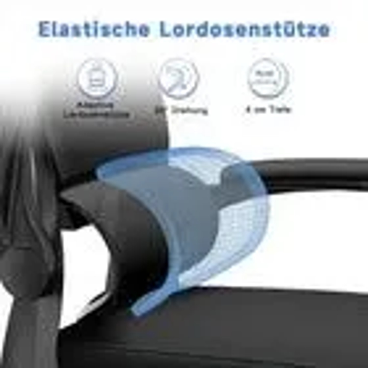 Detailaufnahme: Lordosenstütze des Rattantree Drehstuhls für ergonomisches Sitzen.