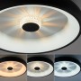 Schwarze LED-Deckenleuchte Vertigo, Ø 46,5 cm, mit Kristall-Effekt und einstellbarer Lichtfarbe.