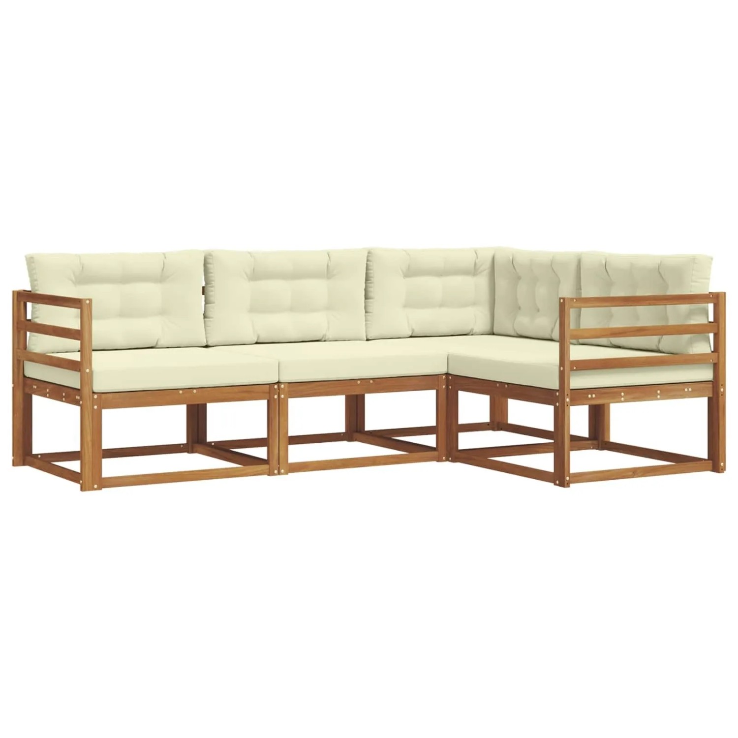 vidaXL Outdoor-Sofagarnitur mit Kissen 4-Tlg Natur und Creme 3367493